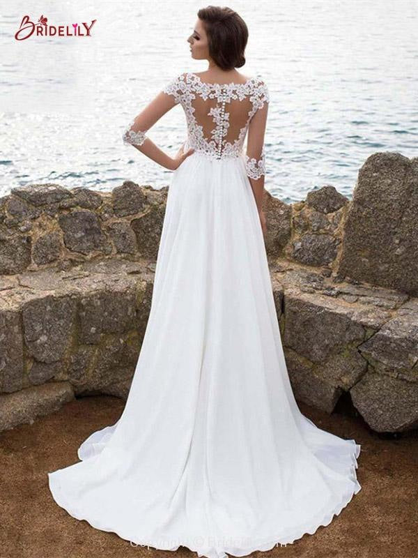 Half Sleeve Lace Appliques Wedding Dresses