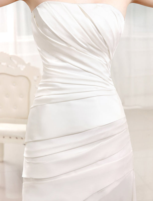 Ivory Mermaid Court Train Bridal Wedding Dress With Strapless