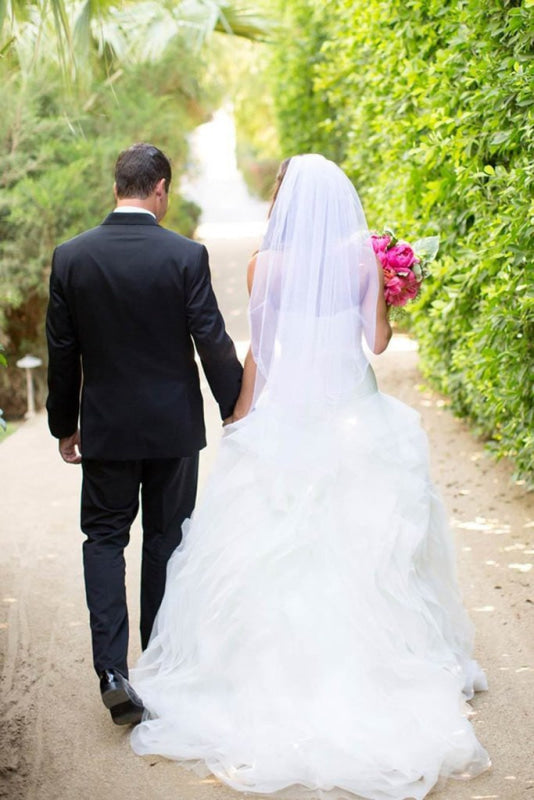 Ivory Sweetheart Long Tulle With Ruffles Beach Wedding Dress