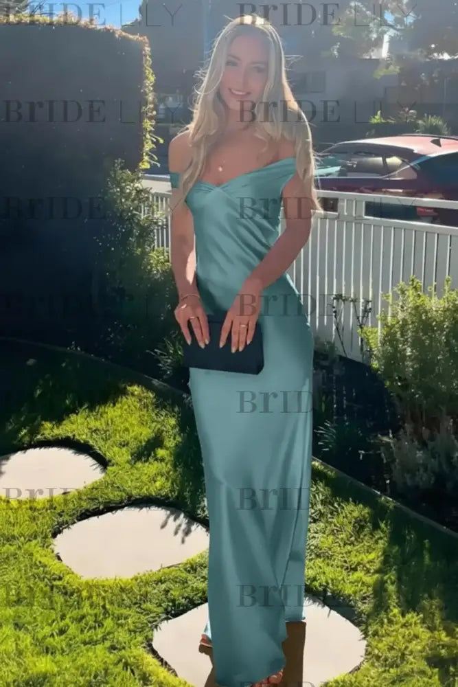 Off-the-Shoulder Ruffle Satin Mermaid Prom Dress