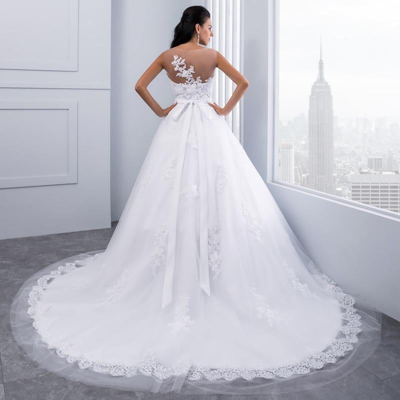 Lace Appliques Ball Gown Wedding Dresses
