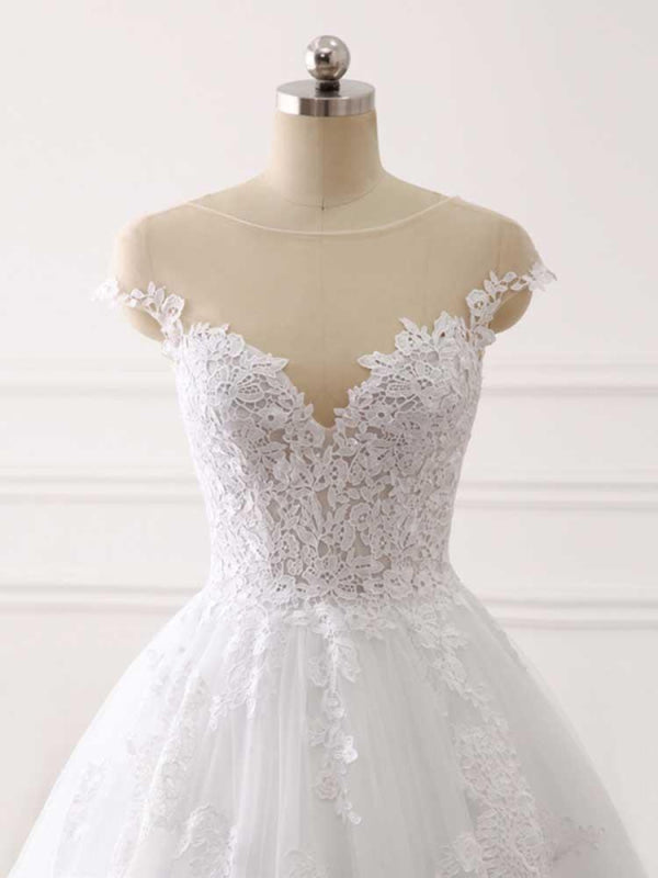 Lace Appliques Ball Gown Wedding Dresses Off-the-Shoulder