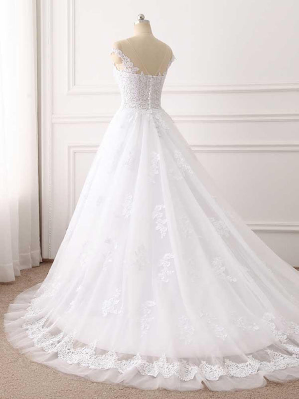 Lace Appliques Ball Gown Wedding Dresses Off-the-Shoulder