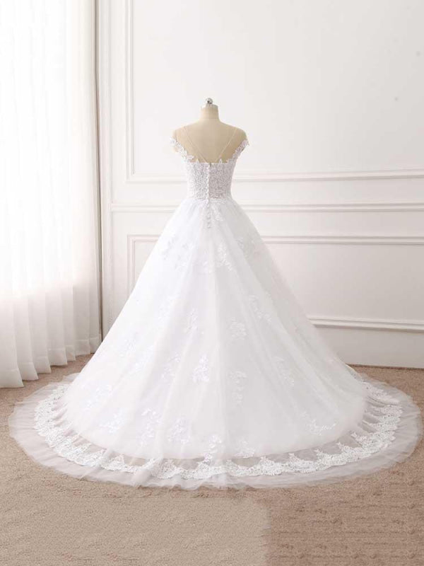 Lace Appliques Ball Gown Wedding Dresses Off-the-Shoulder