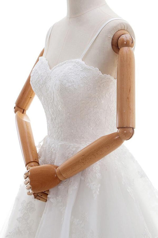 Lace-up Spaghetti Strap Tulle A-line Wedding Dress