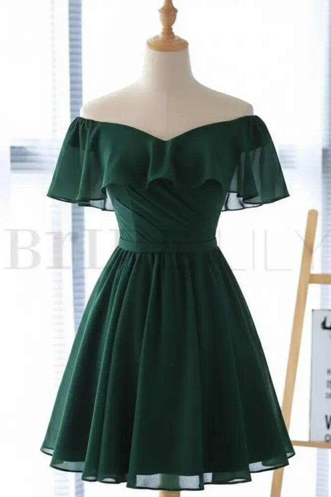 Light Blue Off the Shoulder Chiffon Homecoming Dress Cute Short Graduation Dress