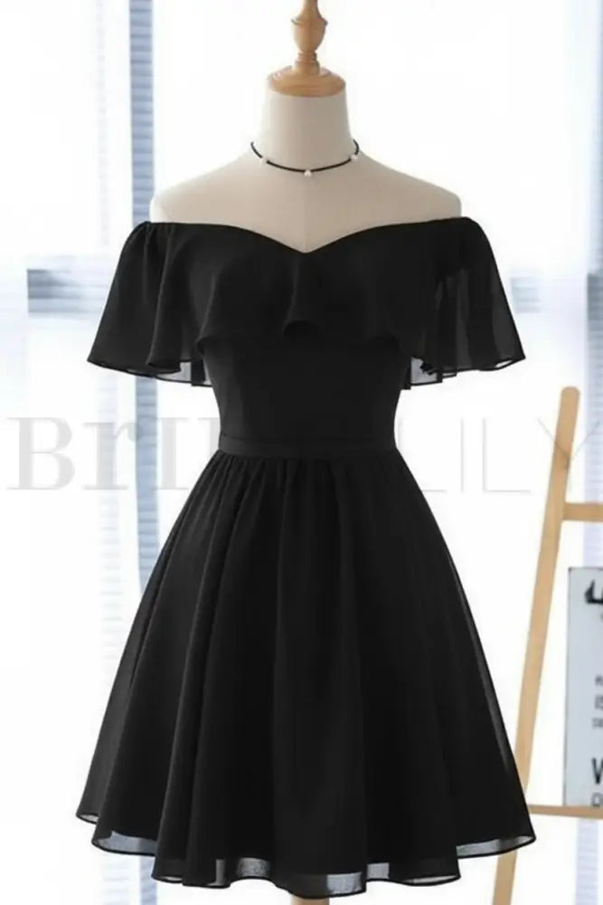 Light Blue Off the Shoulder Chiffon Homecoming Dress Cute Short Graduation Dress