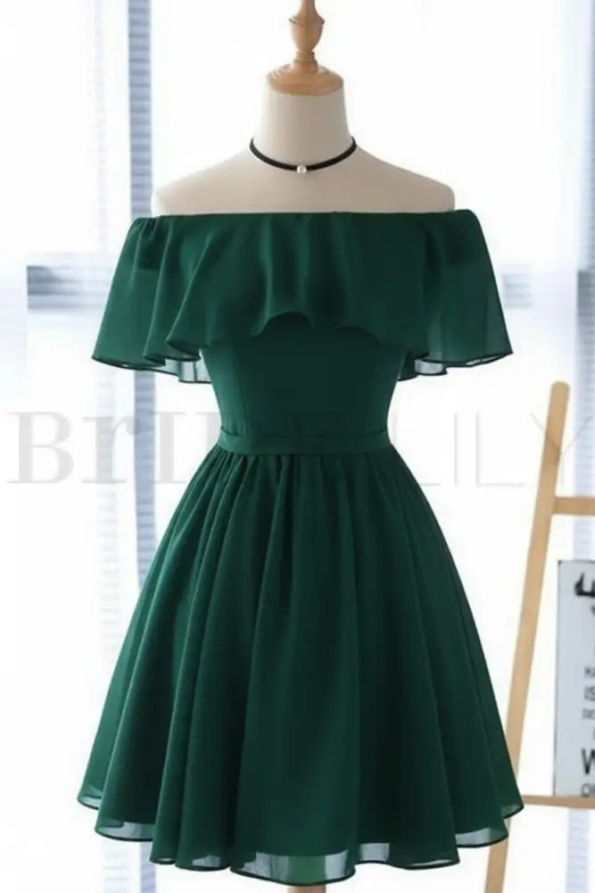 Light Blue Off the Shoulder Chiffon Homecoming Dress Cute Short Graduation Dress