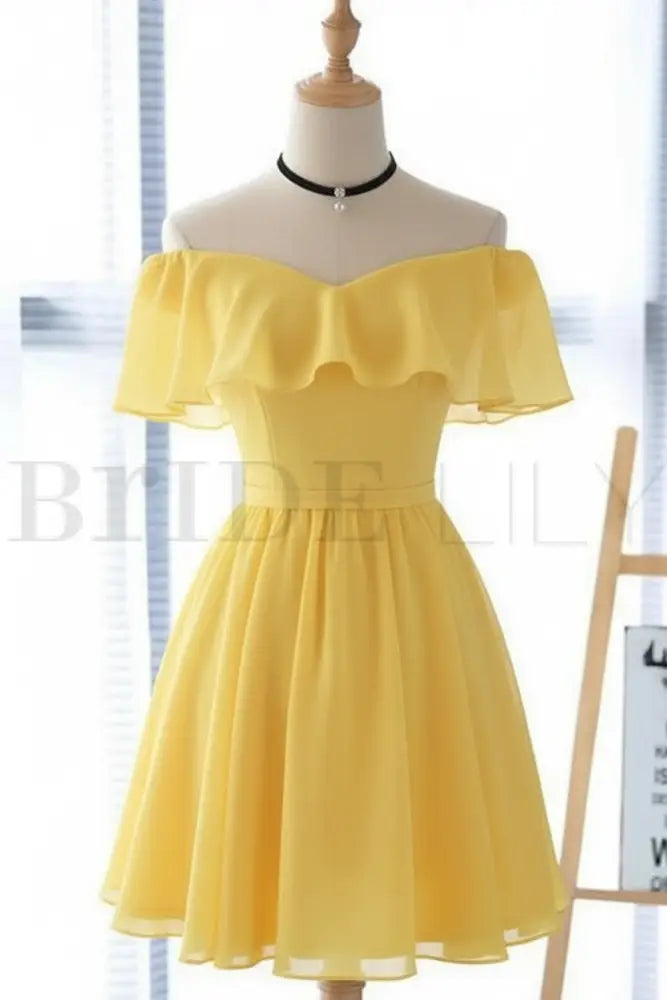 Light Blue Off the Shoulder Chiffon Homecoming Dress Cute Short Graduation Dress