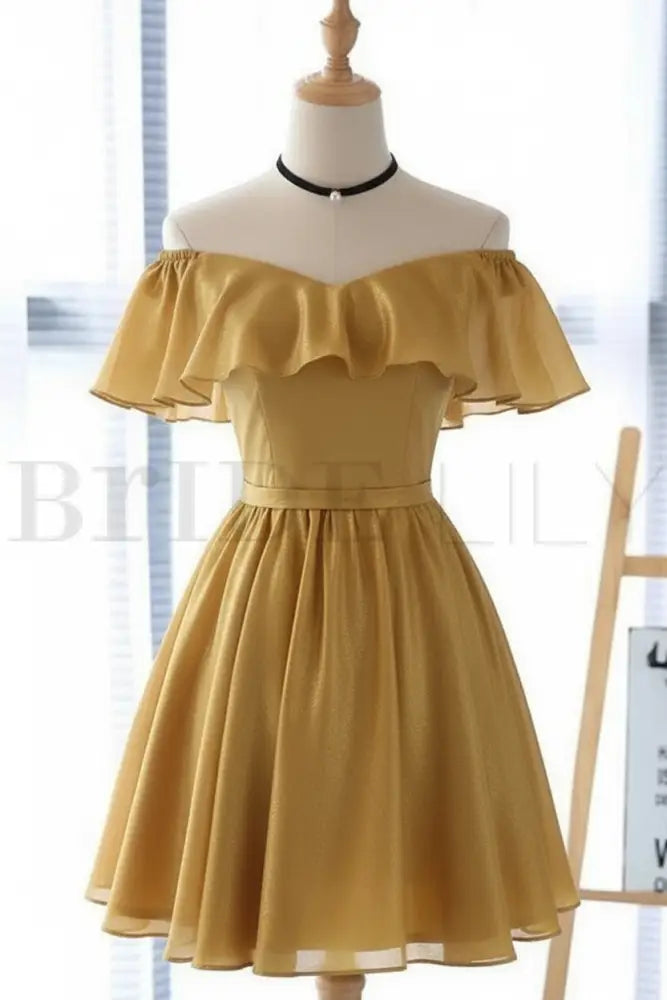 Light Blue Off the Shoulder Chiffon Homecoming Dress Cute Short Graduation Dress