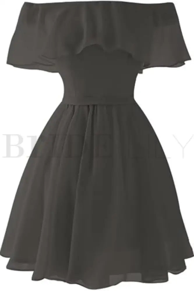 Light Blue Off the Shoulder Chiffon Homecoming Dress Cute Short Graduation Dress