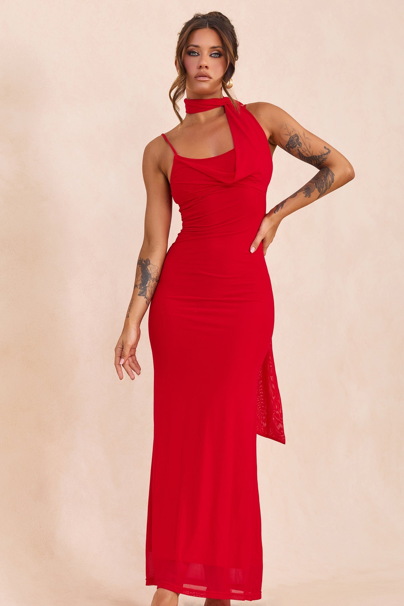 Lunaria Mesh Maxi Dress - Red