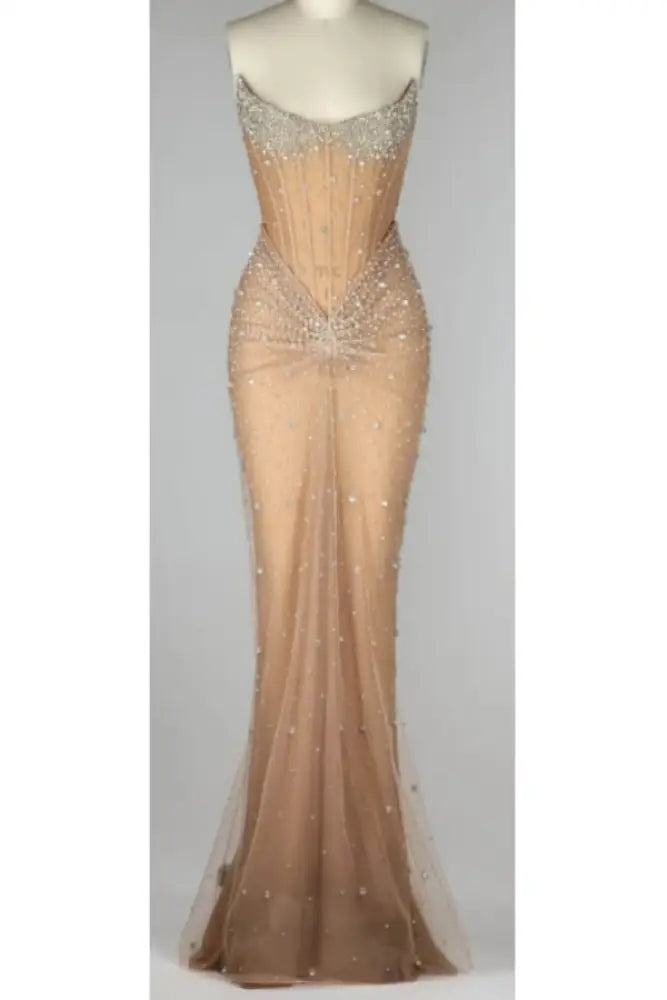 Luxurious Mermaid Crystal Beaded Embroidered Corset Prom Dress