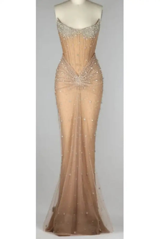 Luxurious Mermaid Crystal Beaded Embroidered Corset Prom Dress
