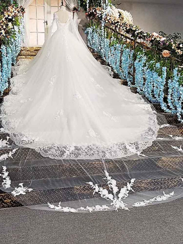 Luxury High Neck Lace Ball Gown Wedding Dresses