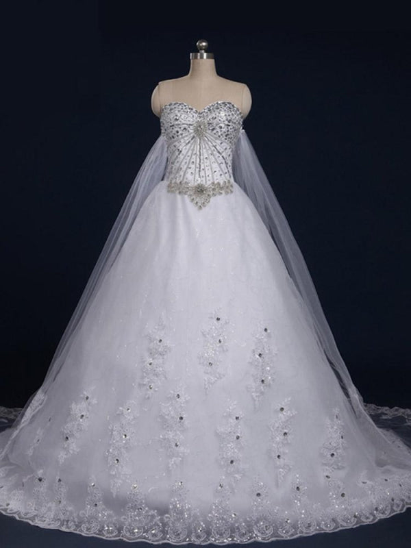 Luxury Sweetheart Crystal Ball Gown Wedding Dresses