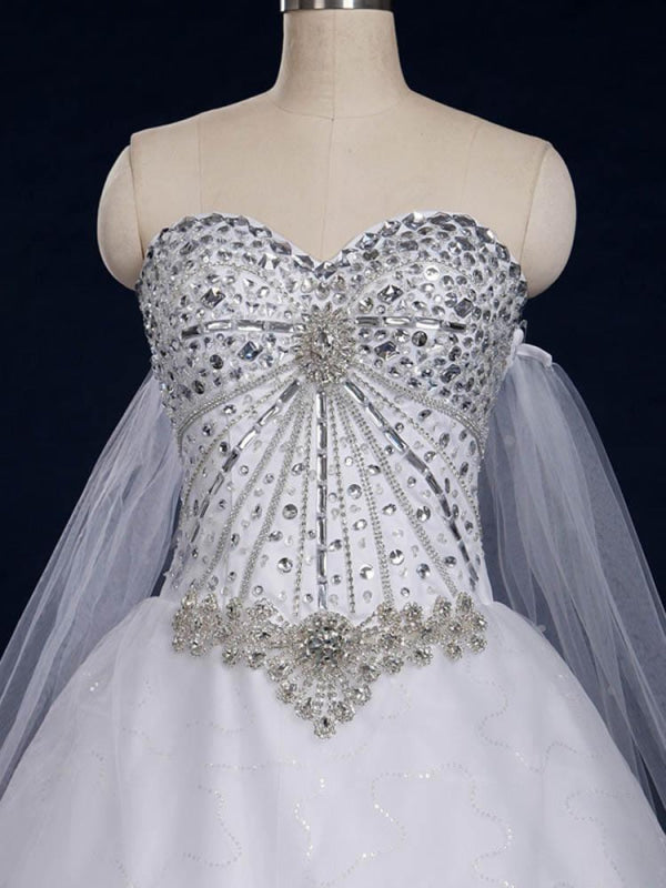 Luxury Sweetheart Crystal Ball Gown Wedding Dresses