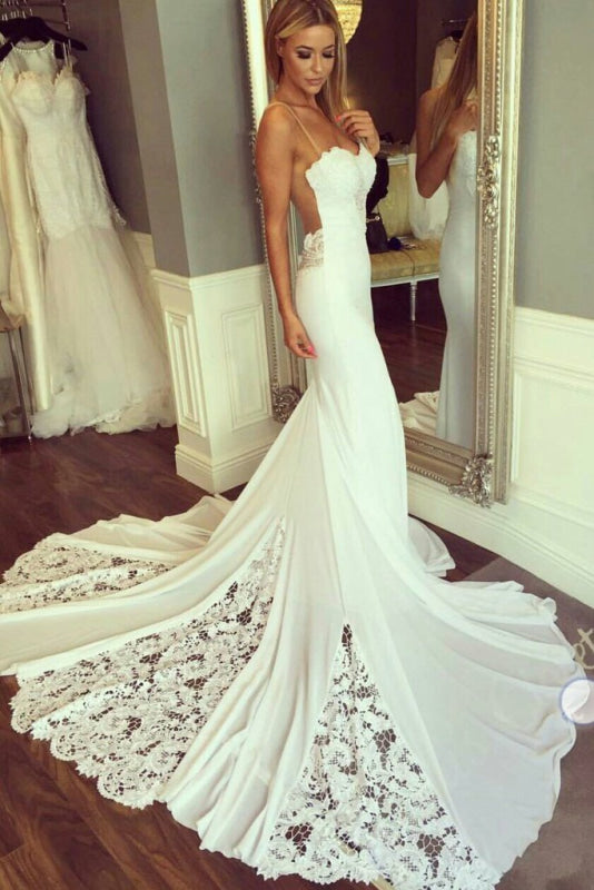 Sexy Sweetheart Mermaid Lace Ivory Wedding Dress