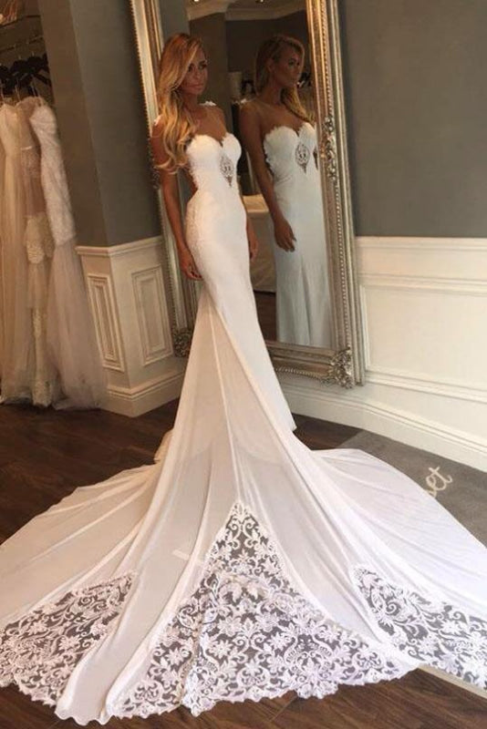 Sexy Sweetheart Mermaid Lace Ivory Wedding Dress