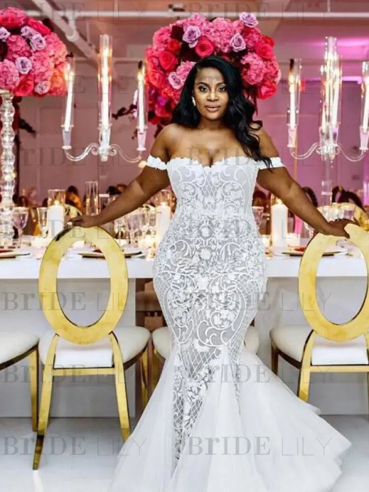 Modest Plus Size Off-the-Shoulder Mermaid Wedding Dresses