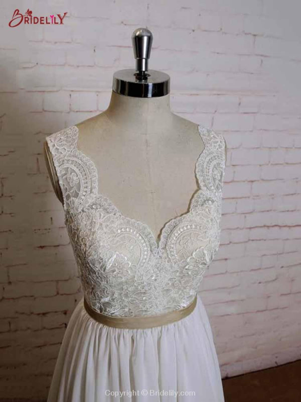 Modest Lace Chiffon A-Line Wedding Dresses