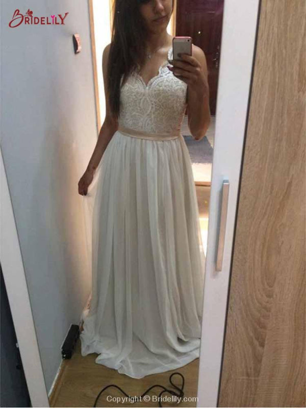 Modest Lace Chiffon A-Line Wedding Dresses