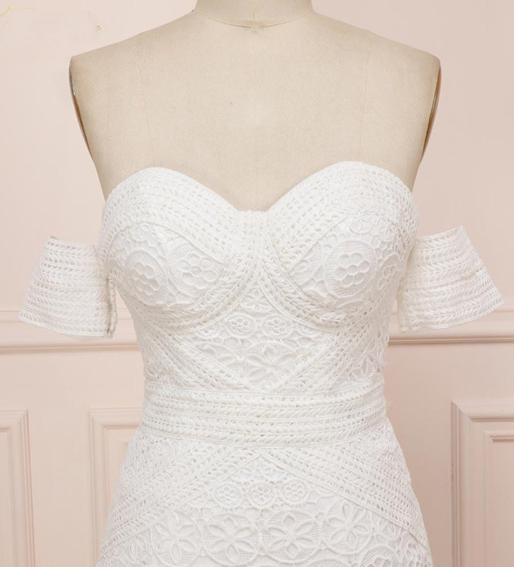 Modest Sweetheart Neck Lace Beach Sexy Boho Wedding Dress