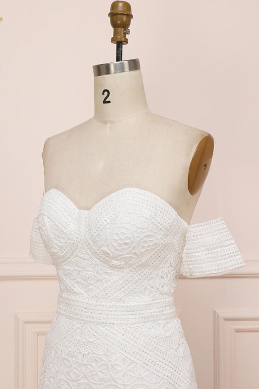 Modest Sweetheart Neck Lace Beach Sexy Boho Wedding Dress