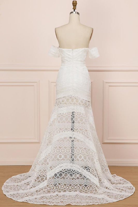 Modest Sweetheart Neck Lace Beach Sexy Boho Wedding Dress