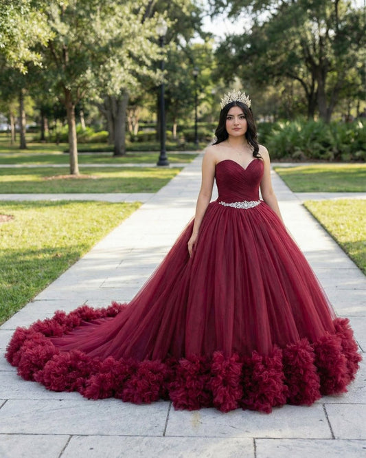 Mulberry Quinceanera Dresses Pleats with Sashes
