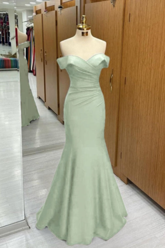 Navy Blue Off-the-Shoulder Mermaid Prom Dress Sweetheart Sleeveless