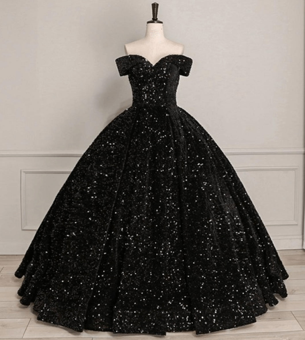 Pink Off The Shoulder Sequined Ball Gown Quinceanera Dresses