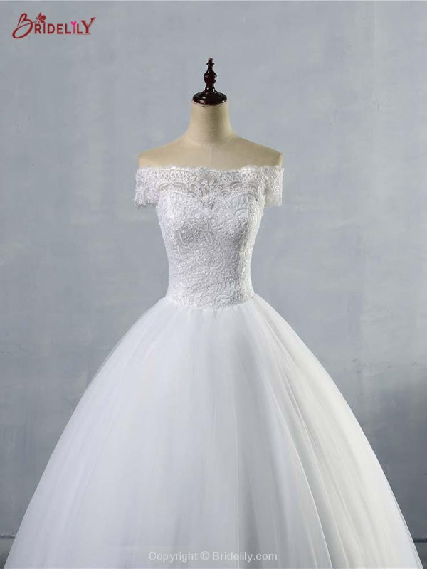 New Lace Off-The-ShouldeR Ball Gown Tulle Wedding Dresses