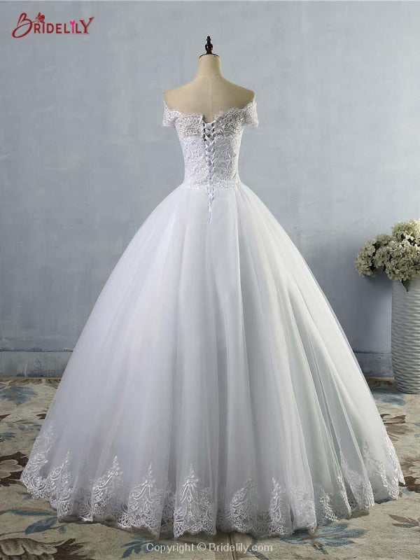 New Lace Off-The-ShouldeR Ball Gown Tulle Wedding Dresses