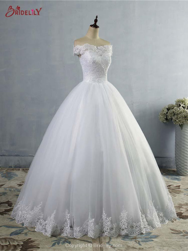 New Lace Off-The-ShouldeR Ball Gown Tulle Wedding Dresses