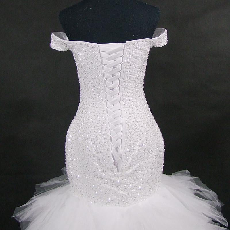 New Off the Shoulder Sequins Lace-up Mermaid Wedding Dresses