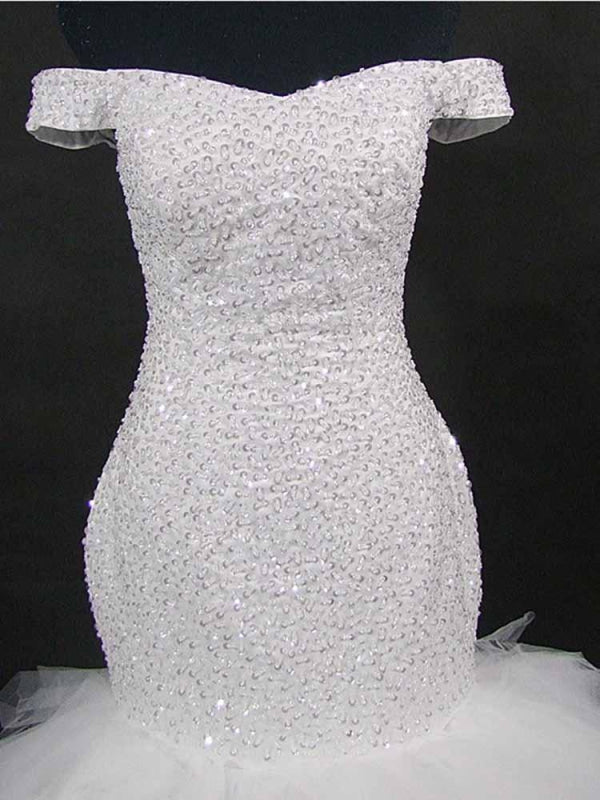 New Off the Shoulder Sequins Lace-up Mermaid Wedding Dresses
