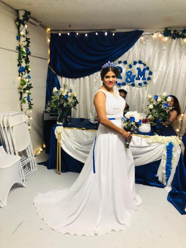 O-Neck Appliques A-Line Wedding Dresses