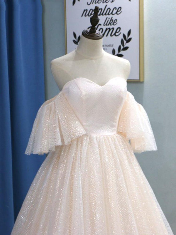 Off-the-Shoulder Half Sleeves Ball Gown Wedding Dresses
