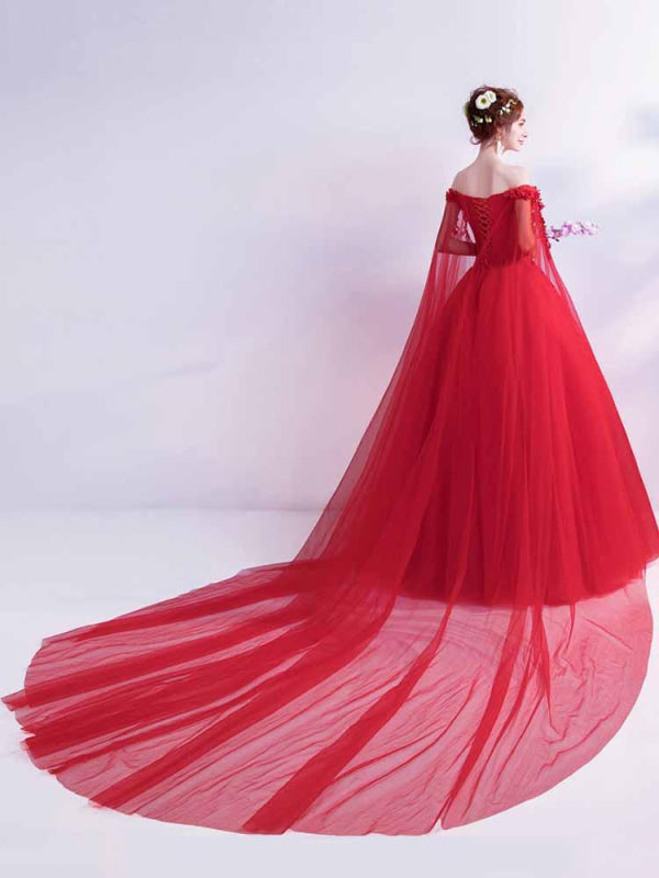 Off-the-Shoulder Lace Applique Wedding Dresses