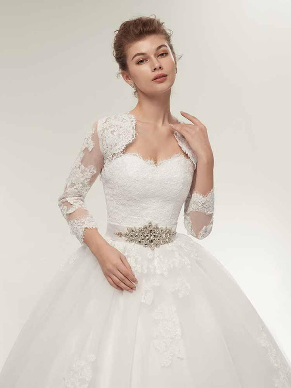 Off-The-Shoulder Lace Ball Gown Wedding Dresses