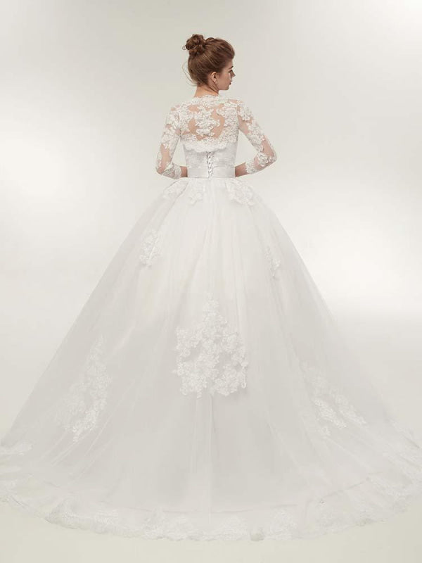 Off-The-Shoulder Lace Ball Gown Wedding Dresses