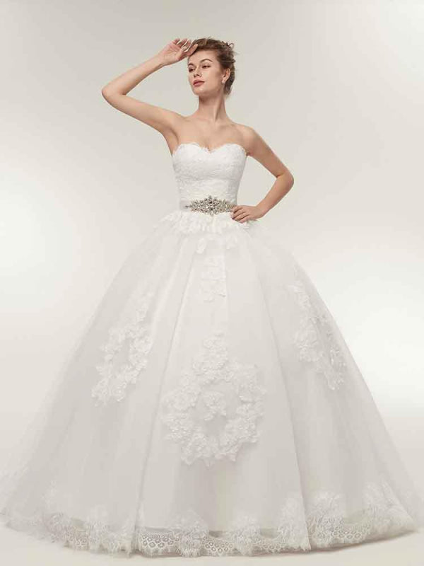 Off-The-Shoulder Lace Ball Gown Wedding Dresses