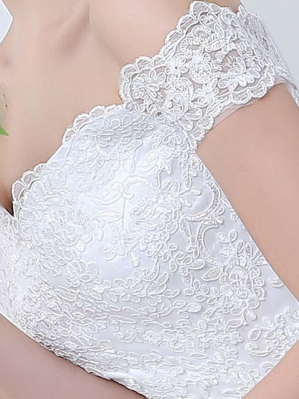 Off-the-Shoulder Lace-Up Ball Gown Wedding Dresses