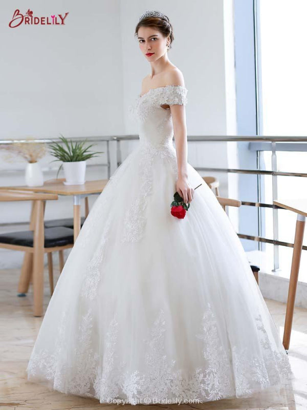 Off-the-Shoulder Lace-up Ball Gown Wedding Dresses