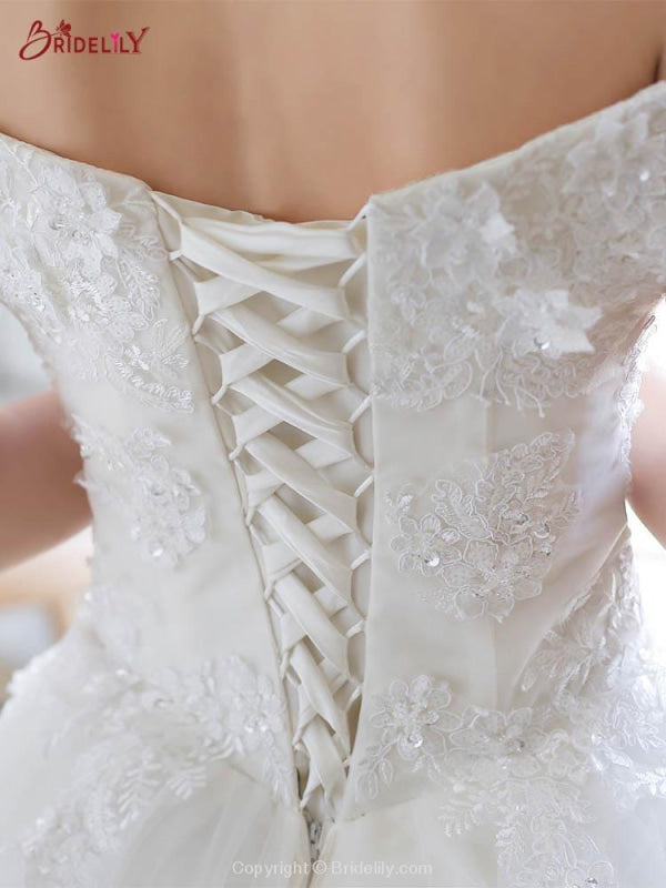 Off-the-Shoulder Lace-up Ball Gown Wedding Dresses