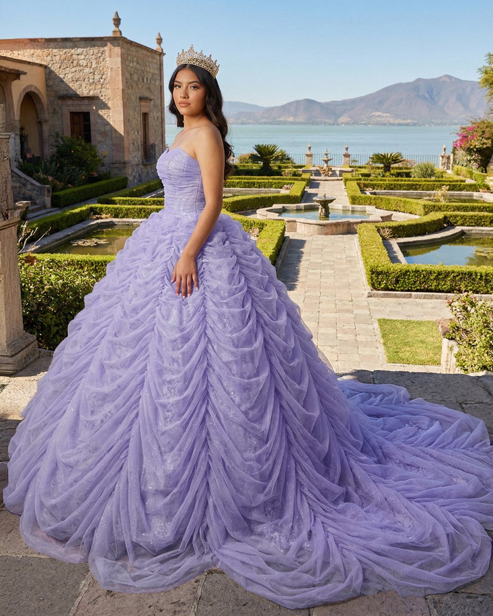 Organza Ball Gown Sweetheart Lavender Pleats Party Dress