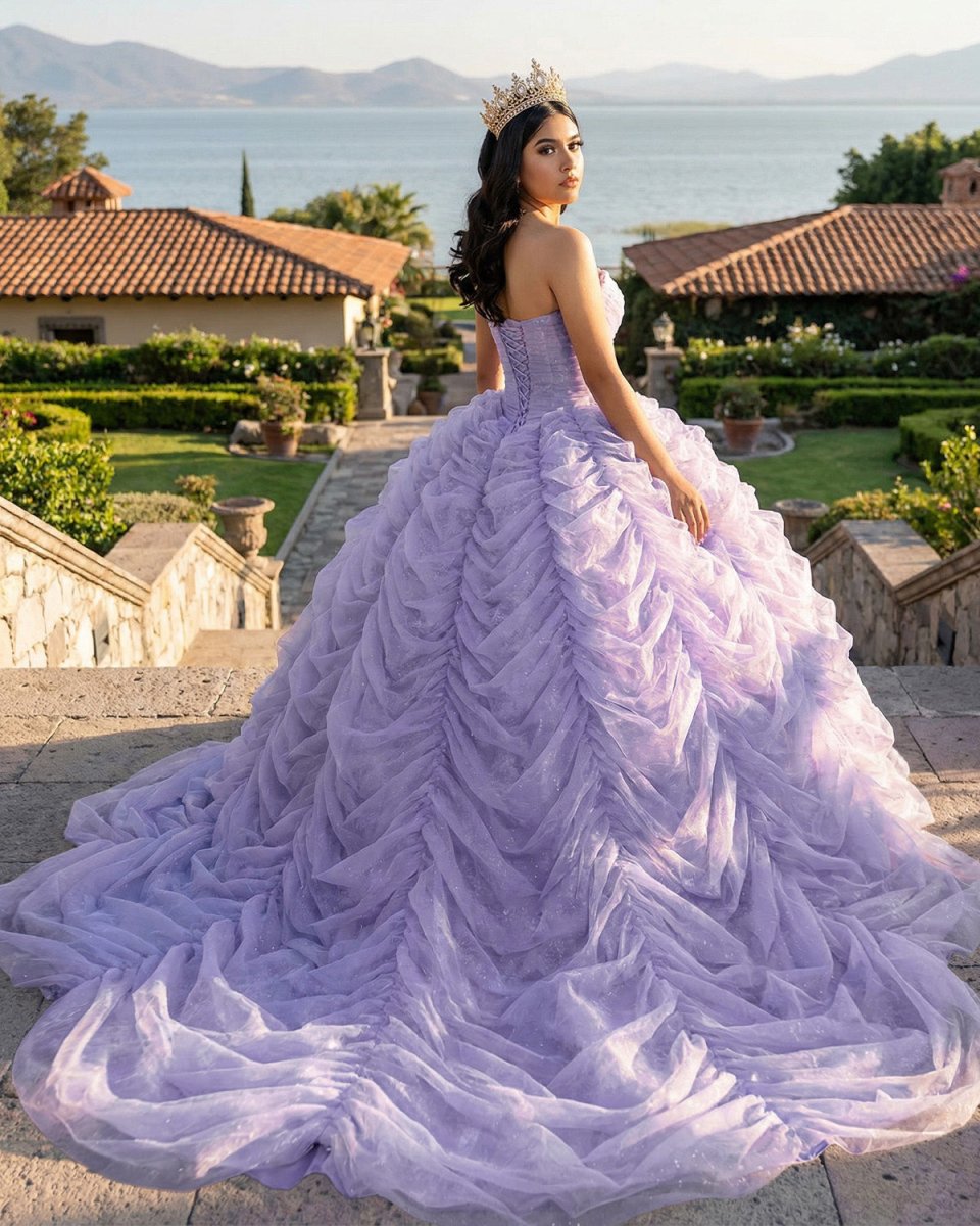Organza Ball Gown Sweetheart Lavender Pleats Party Dress