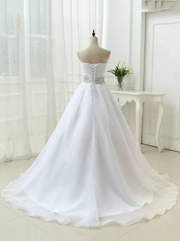 Perfect Sweetheart Lace-Up Ruffles Sash Wedding Dresses
