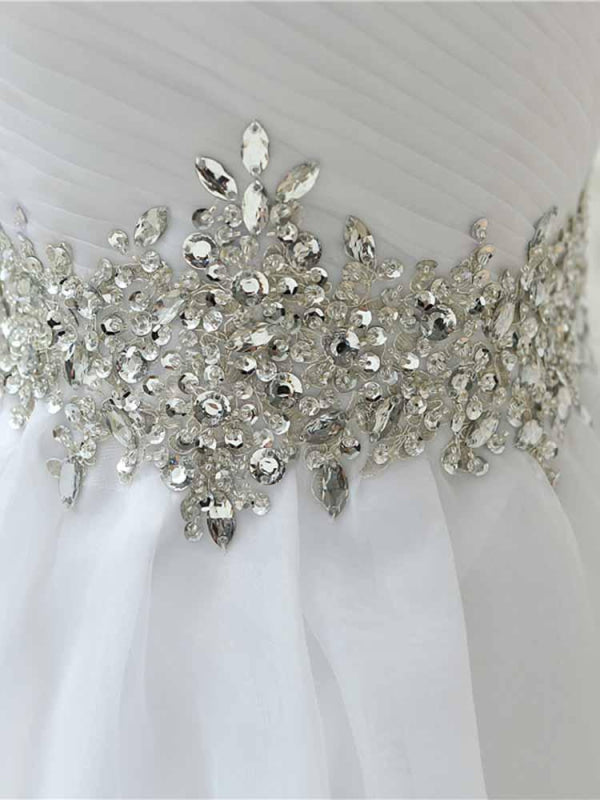 Perfect Sweetheart Lace-Up Ruffles Sash Wedding Dresses